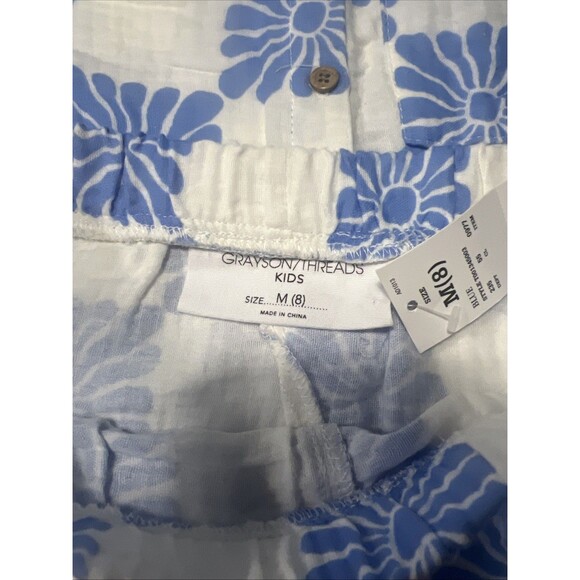 Grayson Threads Kids Girls Size M(8) Top & Shorts White And Blue 2 PC Set - Picture 8 of 9